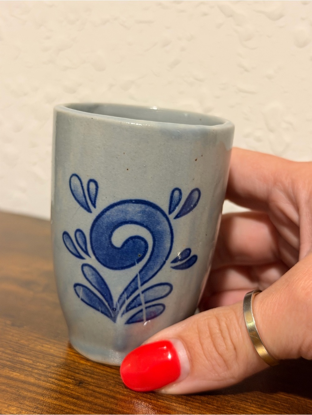 Hand-Painted Blue Ceramic Tumbler - Decorative Home Art
